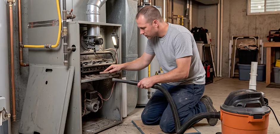 Burner and Heater Compartment Lint Removal in East Orange